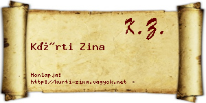 Kürti Zina névjegykártya